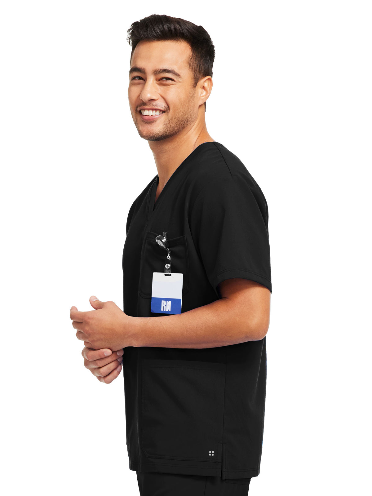 Men's 3-Pocket V-Neck Scrub Top - WT149 - Black