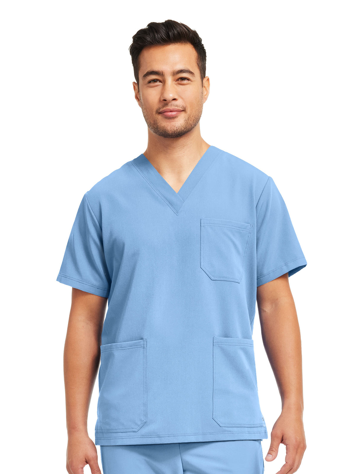 Men's 3-Pocket V-Neck Scrub Top - WT149 - Ceil Blue