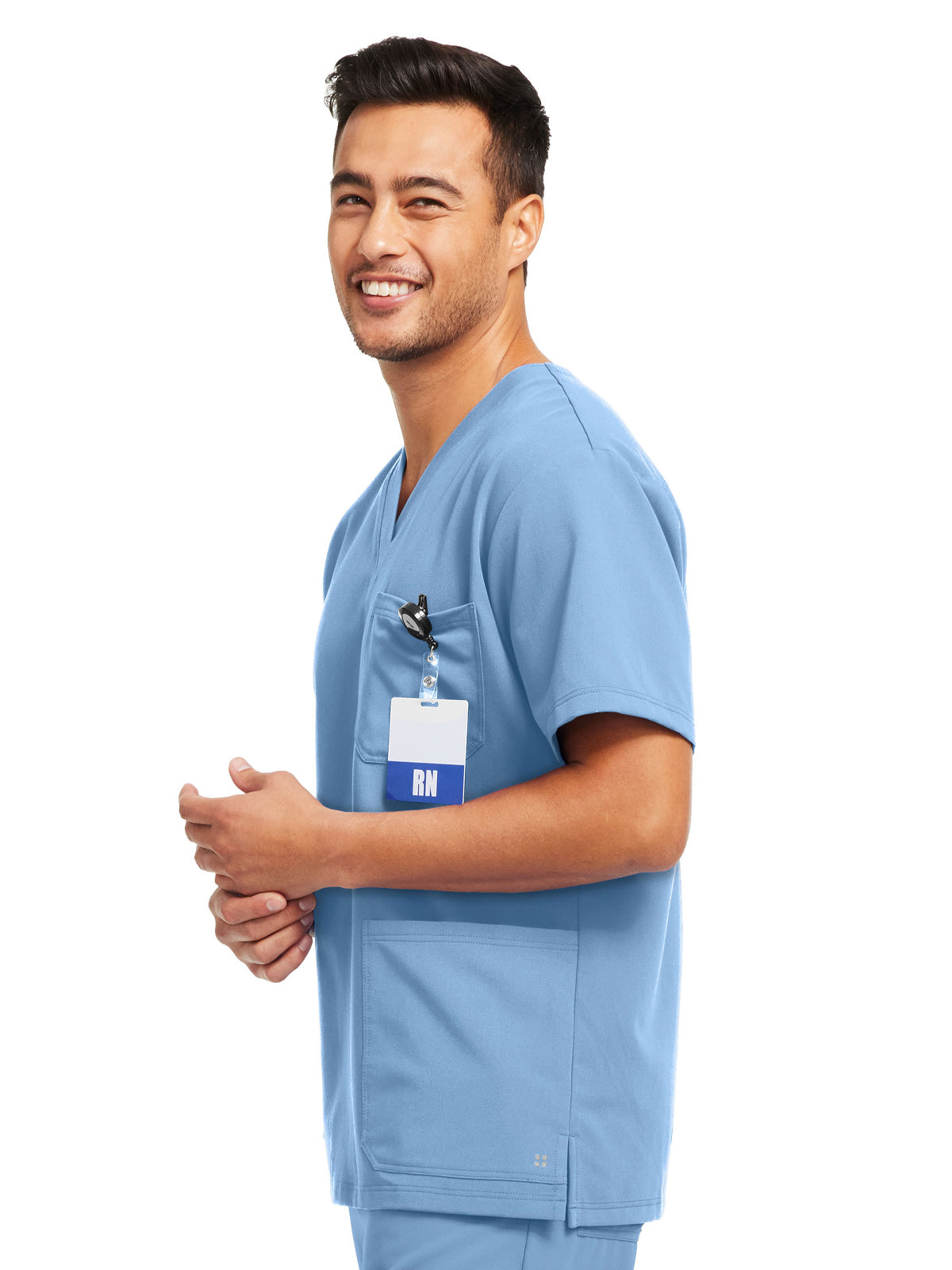 Men's 3-Pocket V-Neck Scrub Top - WT149 - Ceil Blue