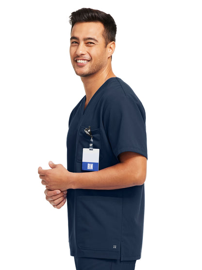 Men's 3-Pocket V-Neck Scrub Top - WT149 - Navy