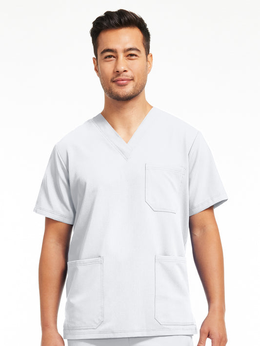 Men's 3-Pocket V-Neck Scrub Top - WT149 - White