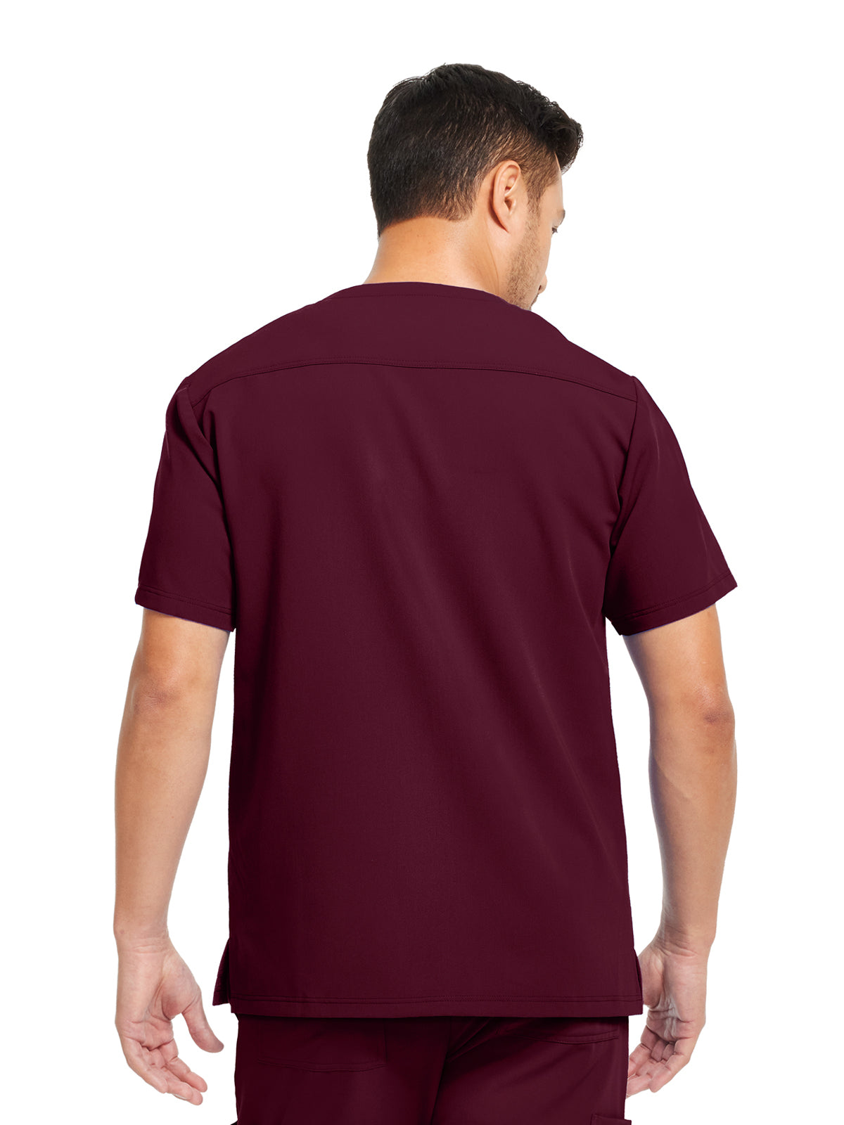 Men's 3-Pocket V-Neck Scrub Top - WT149 - Wine