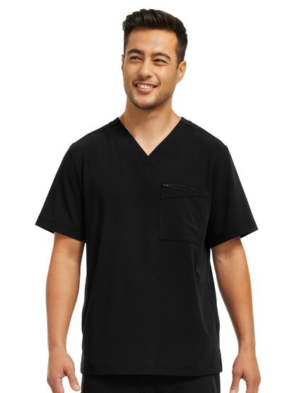 Men's 4-Pocket V-Neck Scrub Top - WT151 - Black