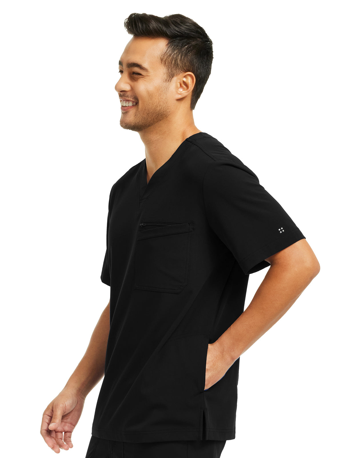 Men's 4-Pocket V-Neck Scrub Top - WT151 - Black