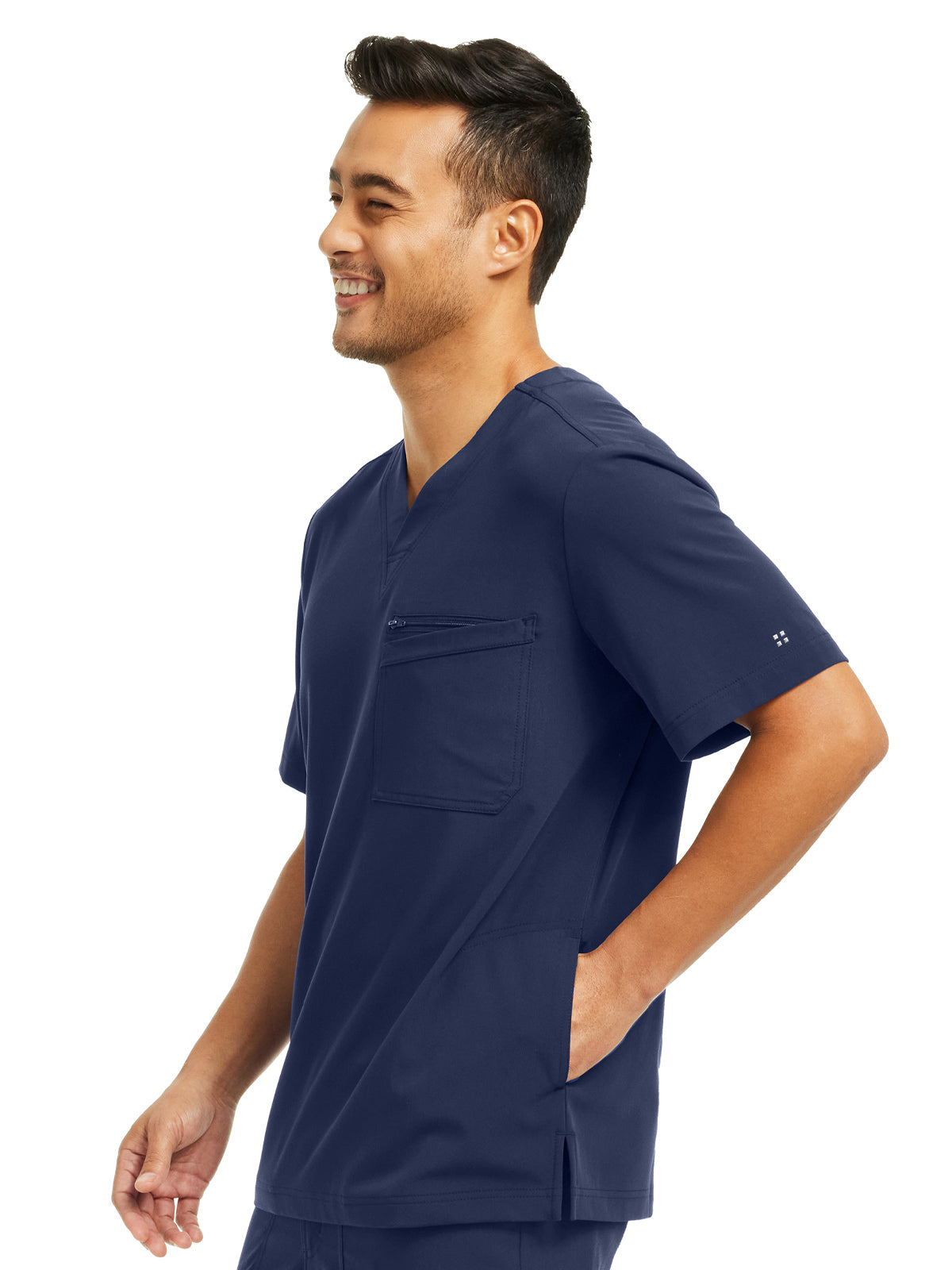 Men's 4-Pocket V-Neck Scrub Top - WT151 - Navy