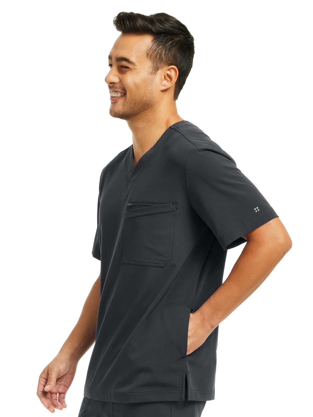 Men's 4-Pocket V-Neck Scrub Top - WT151 - Pewter