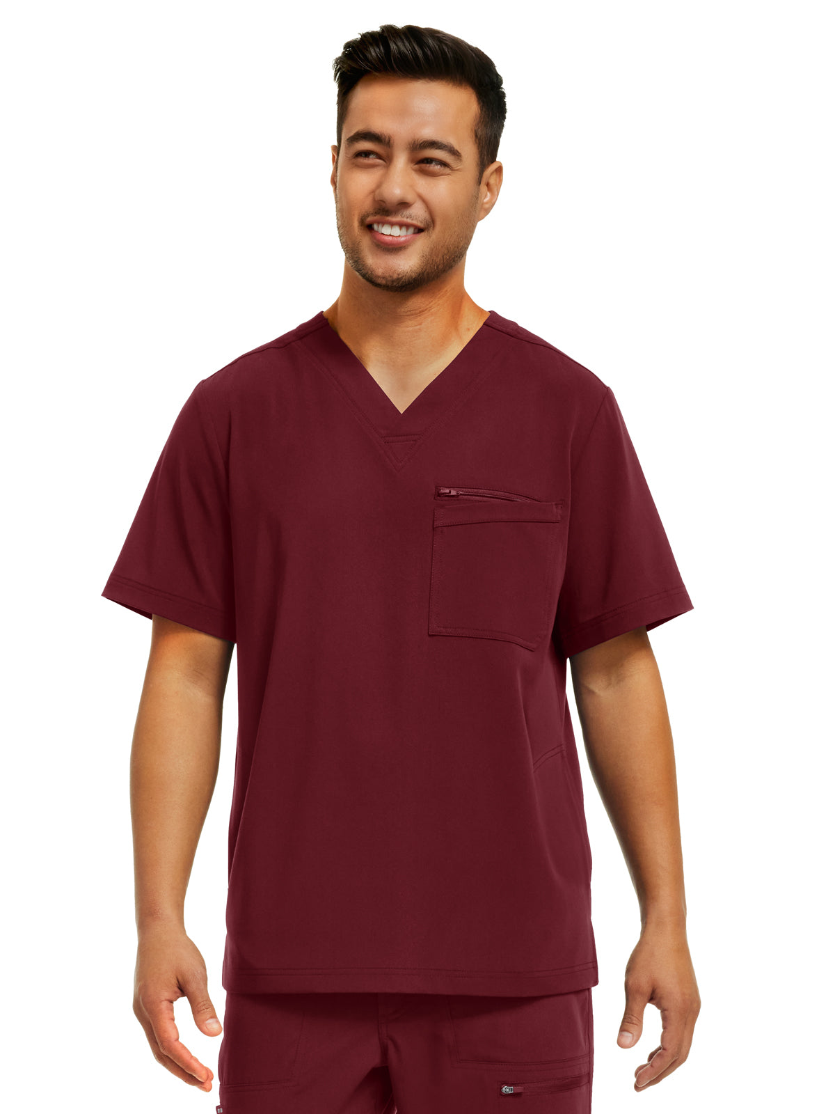 Men's 4-Pocket V-Neck Scrub Top - WT151 - Wine