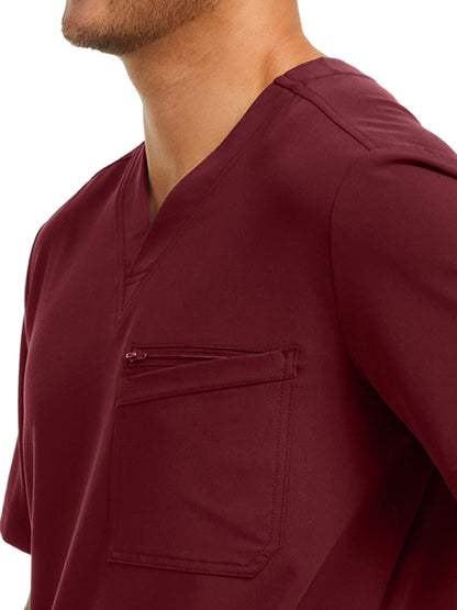 Men's 4-Pocket V-Neck Scrub Top - WT151 - Wine