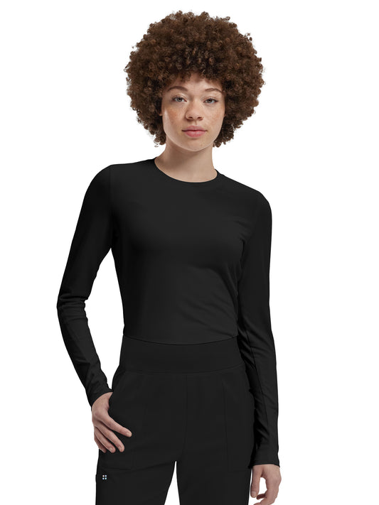 Women's Shirttail Hemline Underscrub Tee - WT311 - Black