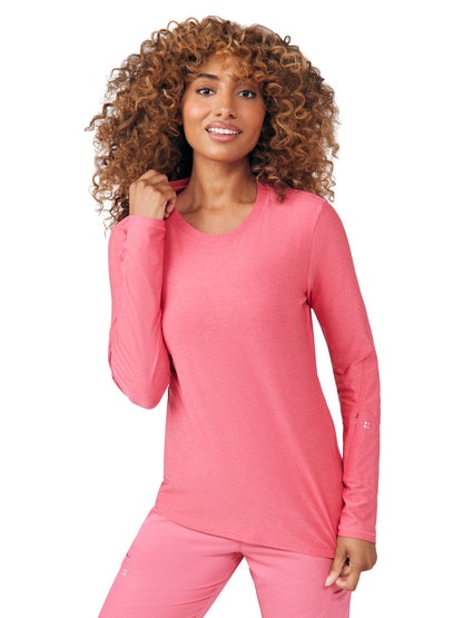 Women's Shirttail Hemline Underscrub Tee - WT311 - Heather Honeysuckle