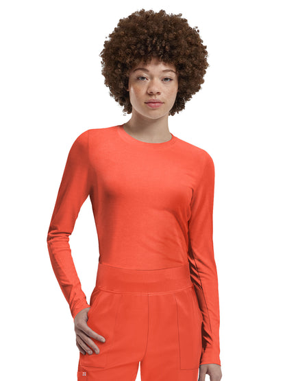Women's Shirttail Hemline Underscrub Tee - WT311 - Heather Coral Sunset