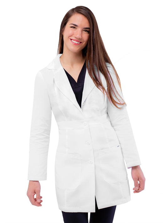 Women's Three-Pocket Adjustable Belt 33" Lab Coat - 2817 - White