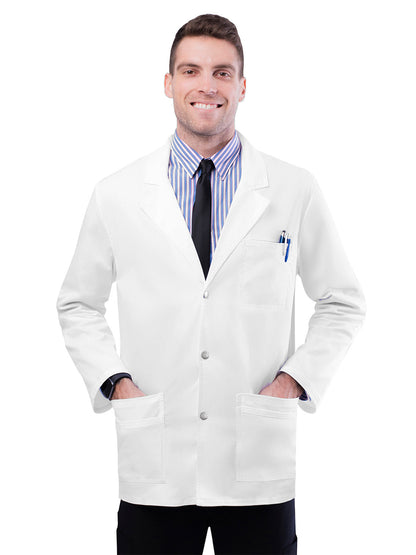 Men's Three-Pocket Snap Front 31" Lab Coat - 3302 - White