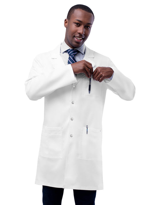 Men's Three-Pocket Snap Front 36" Lab Coat - 3308 - White