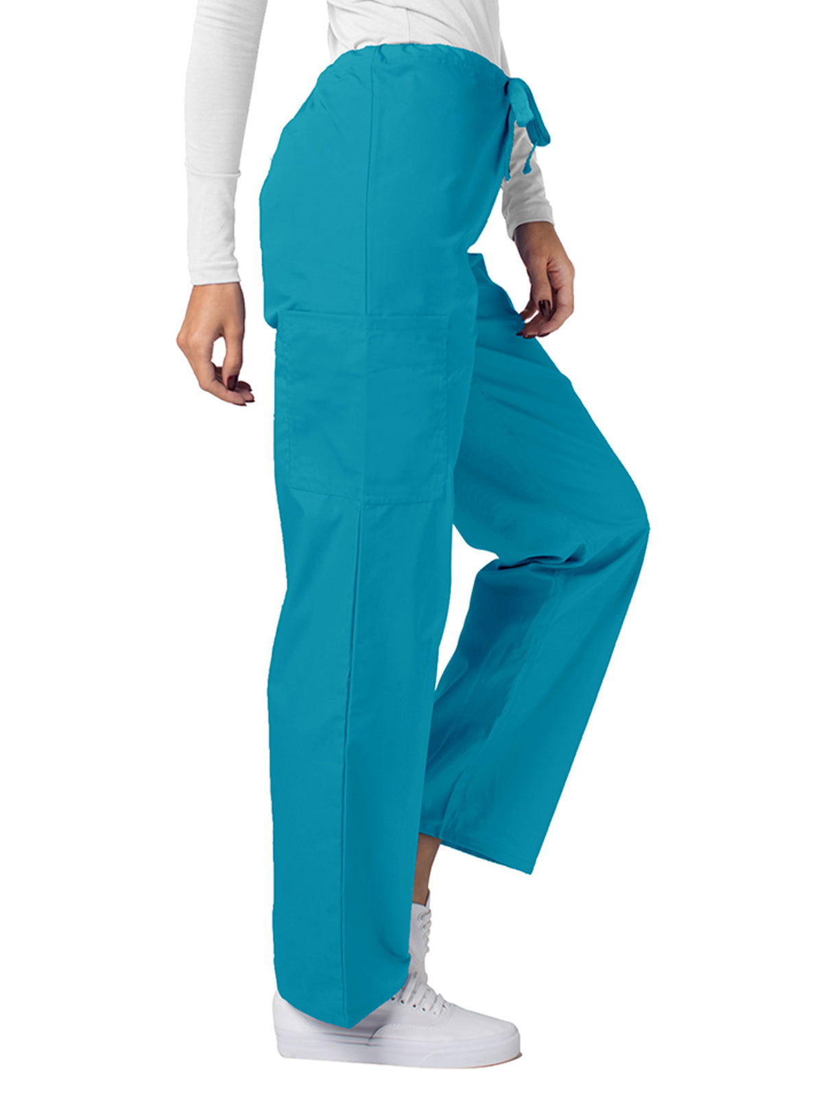 Unisex Natural-Rise Drawstring Tapered Leg Pant - 504 - Teal Blue