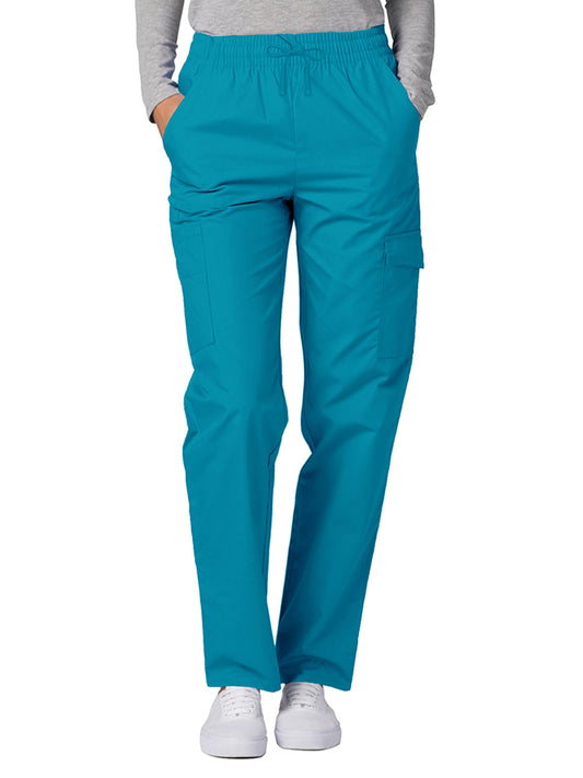 Women's Natural-Rise Multipocket Cargo Tapered Leg Pant - 506 - Teal Blue