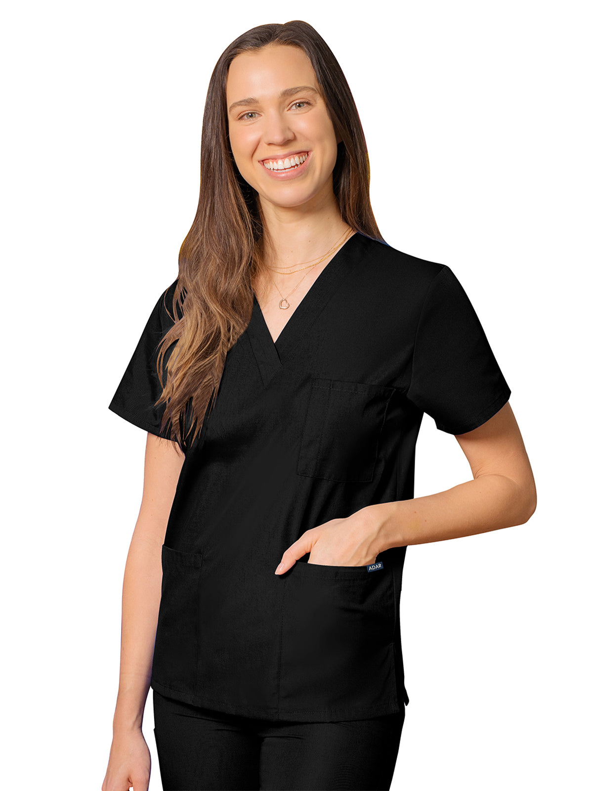 Unisex 3-Pocket V-Neck Top - 601 - Black