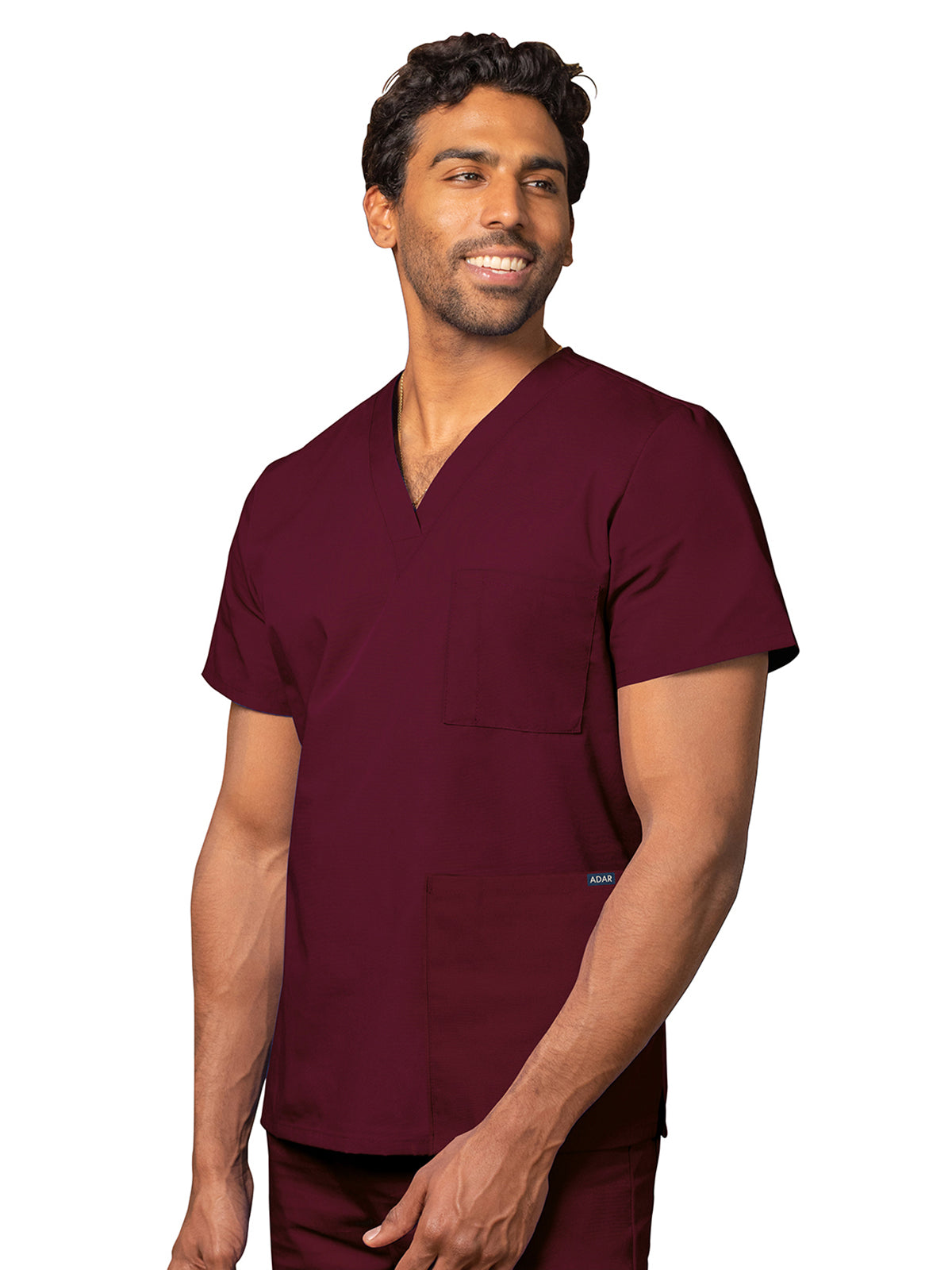 Unisex 3-Pocket V-Neck Top - 601 - Burgundy