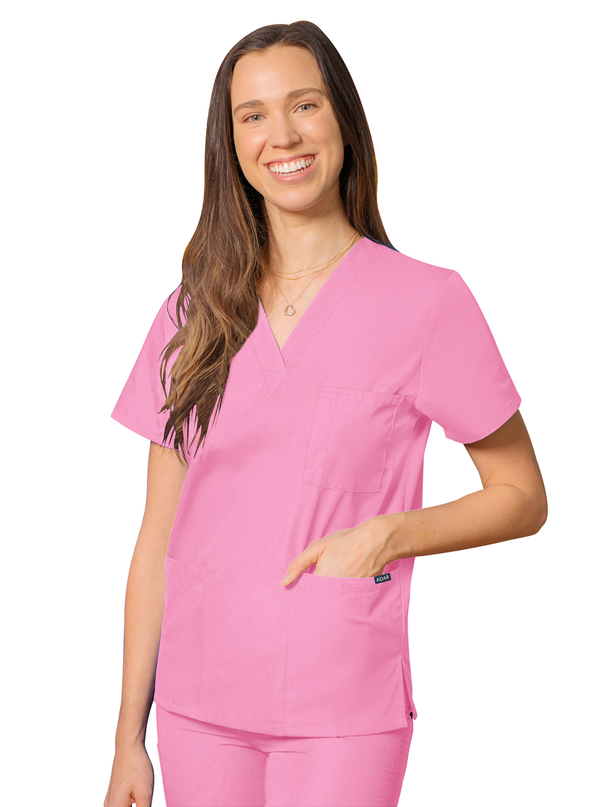 Unisex 3-Pocket V-Neck Top - 601 - Sherbet