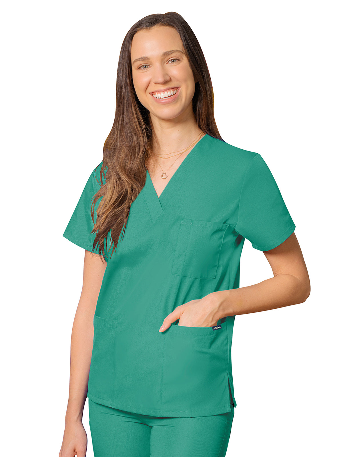 Unisex 3-Pocket V-Neck Top - 601 - Surgical Green