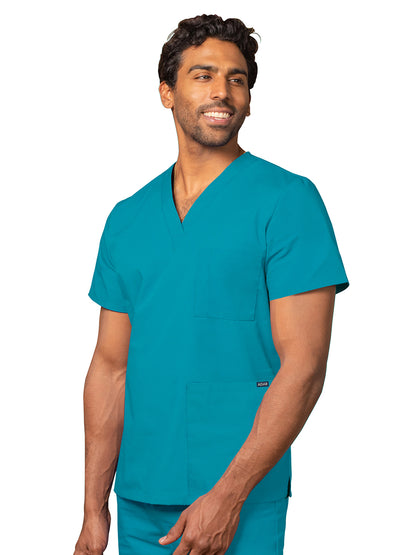 Unisex 3-Pocket V-Neck Top - 601 - Teal Blue