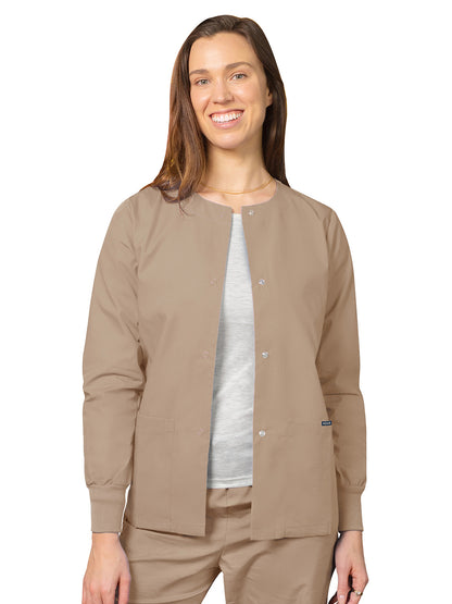 Women's Round Neck Scrub Jacket - 602 - Khaki