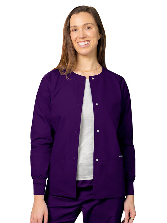 Women's Round Neck Scrub Jacket - 602 - Purple