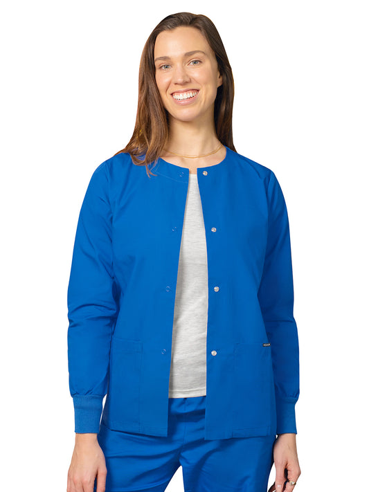 Women's Round Neck Scrub Jacket - 602 - Regal Blue