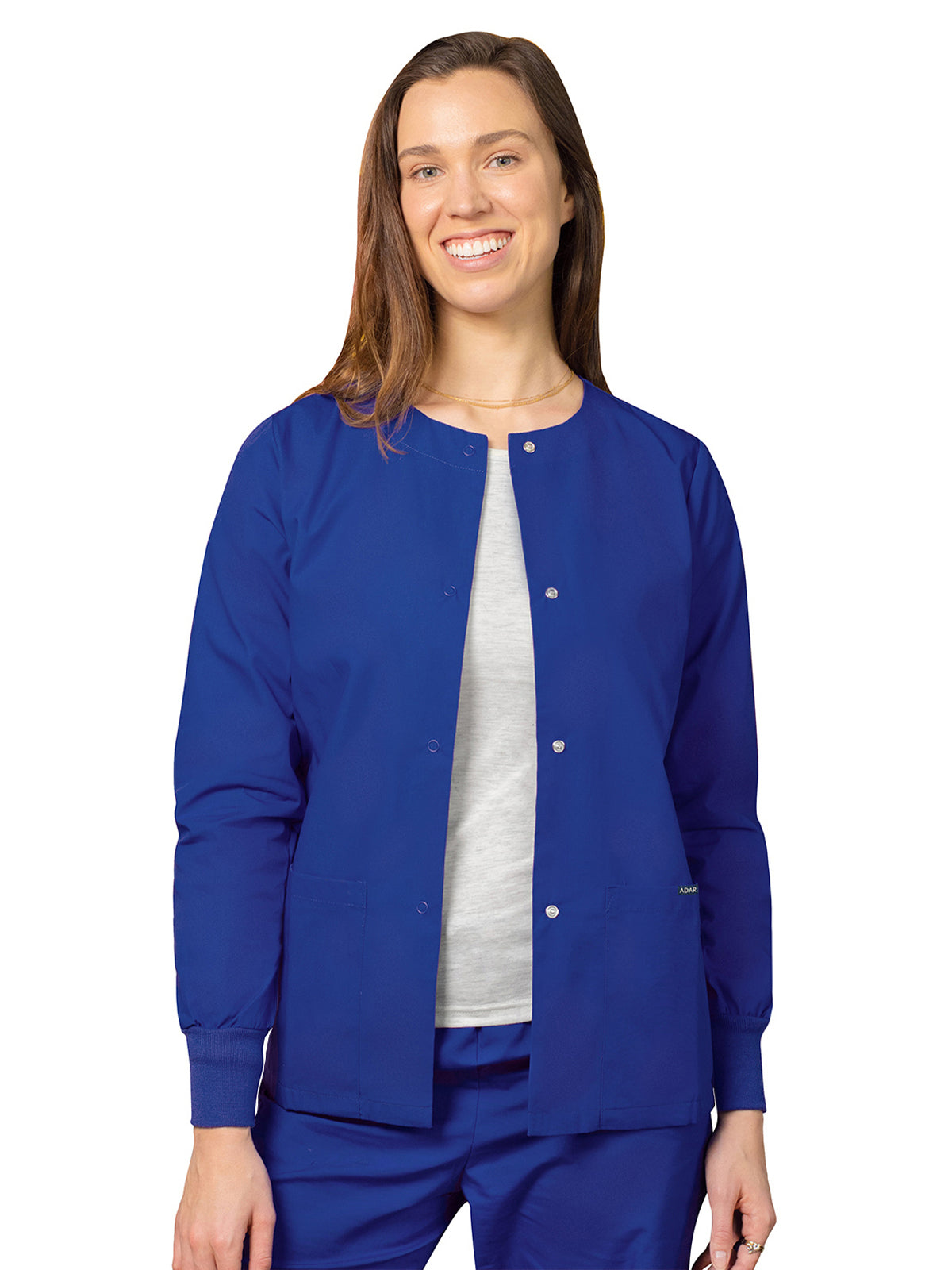 Women's Round Neck Scrub Jacket - 602 - Royal Blue