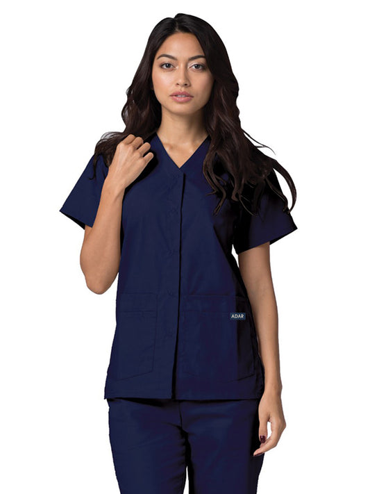 Women's Double Pocket Snap Front Top - 604 - Navy