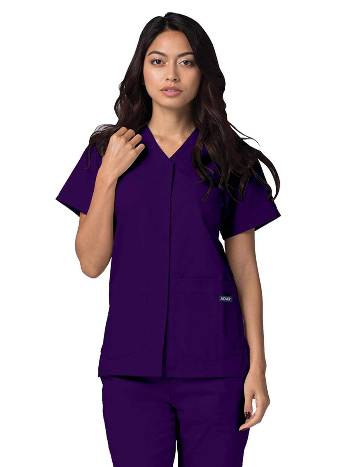 Women's Double Pocket Snap Front Top - 604 - Purple