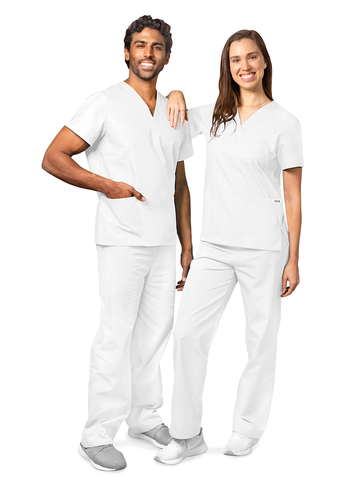 Unisex Drawstring Scrub Set - 701 - White