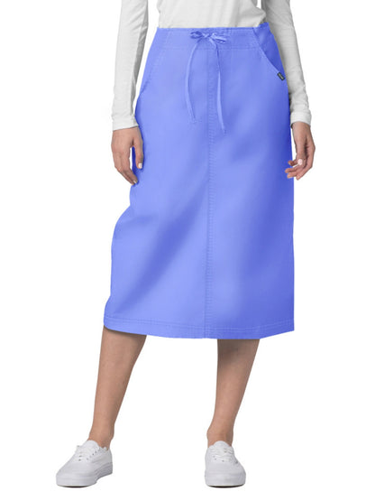 Women's Mid-Calf Length Drawstring Skirt - 707 - Ceil Blue