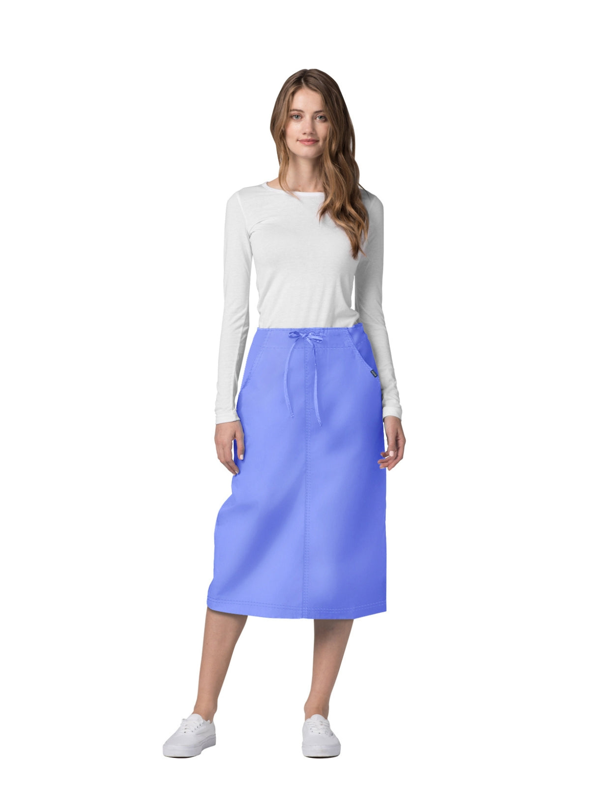 Women's Mid-Calf Length Drawstring Skirt - 707 - Ceil Blue