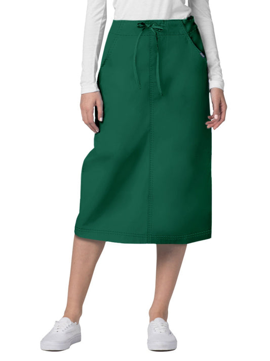 Women's Mid-Calf Length Drawstring Skirt - 707 - Hunter Green