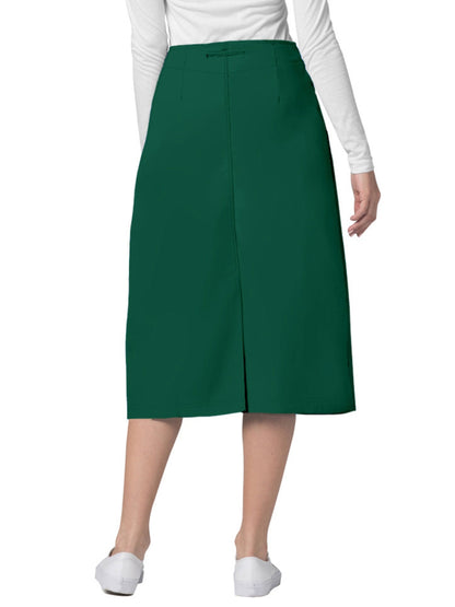 Women's Mid-Calf Length Drawstring Skirt - 707 - Hunter Green