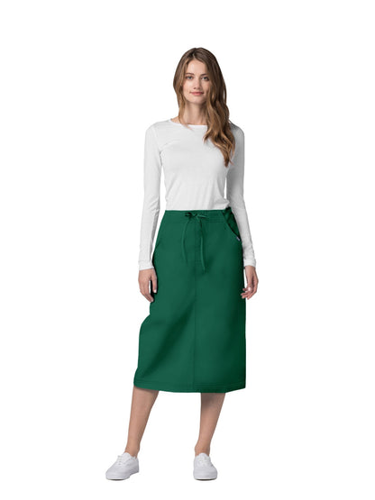 Women's Mid-Calf Length Drawstring Skirt - 707 - Hunter Green