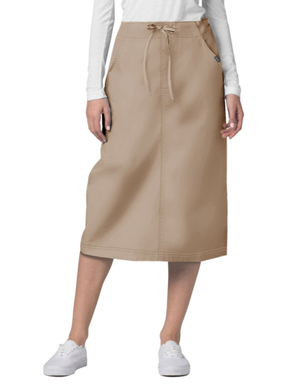 Women's Mid-Calf Length Drawstring Skirt - 707 - Khaki