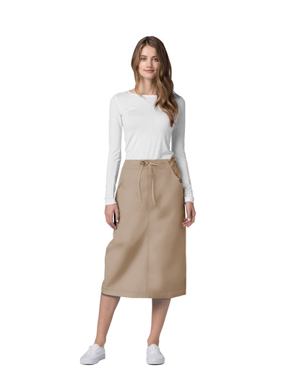 Women's Mid-Calf Length Drawstring Skirt - 707 - Khaki