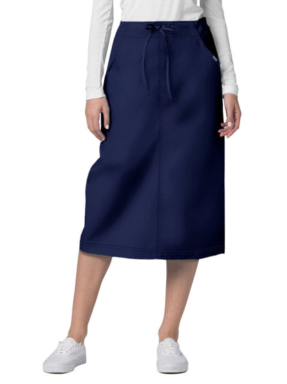 Women's Mid-Calf Length Drawstring Skirt - 707 - Navy