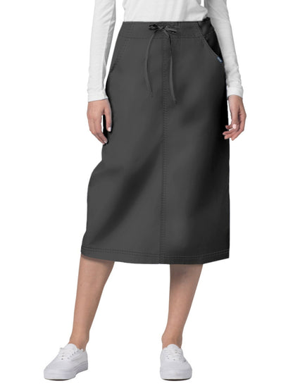 Women's Mid-Calf Length Drawstring Skirt - 707 - Pewter