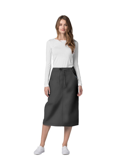 Women's Mid-Calf Length Drawstring Skirt - 707 - Pewter