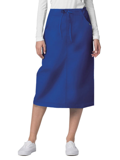 Women's Mid-Calf Length Drawstring Skirt - 707 - Royal Blue