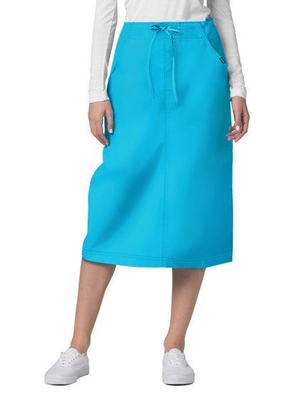 Women's Mid-Calf Length Drawstring Skirt - 707 - Turquoise