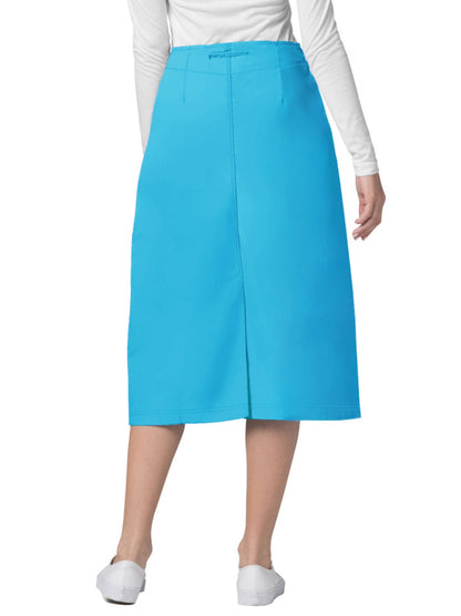 Women's Mid-Calf Length Drawstring Skirt - 707 - Turquoise