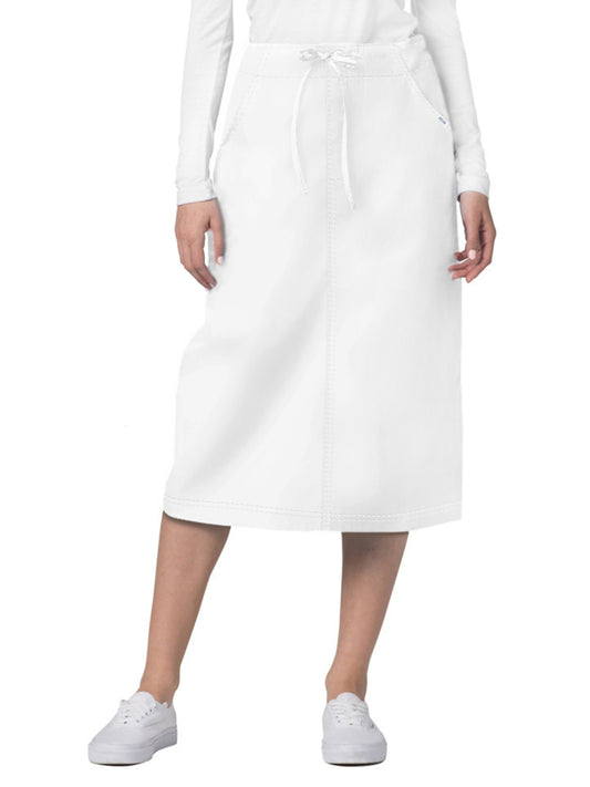 Women's Mid-Calf Length Drawstring Skirt - 707 - White