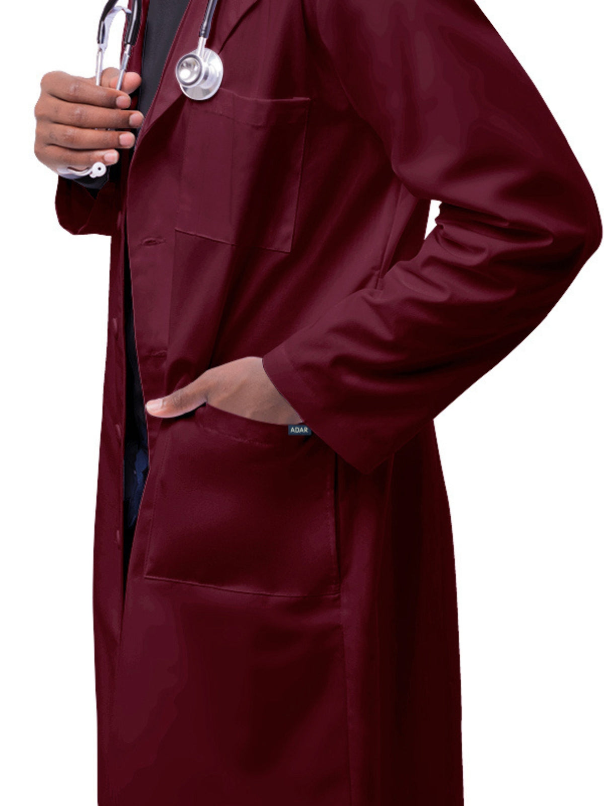 Unisex Five-Pocket 39" Lab Coat - 803 - Burgundy