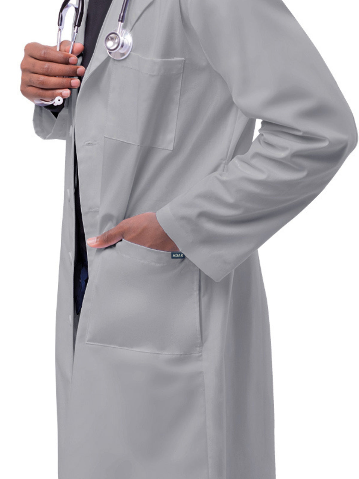 Unisex Five-Pocket 39" Lab Coat - 803 - Silver Gray