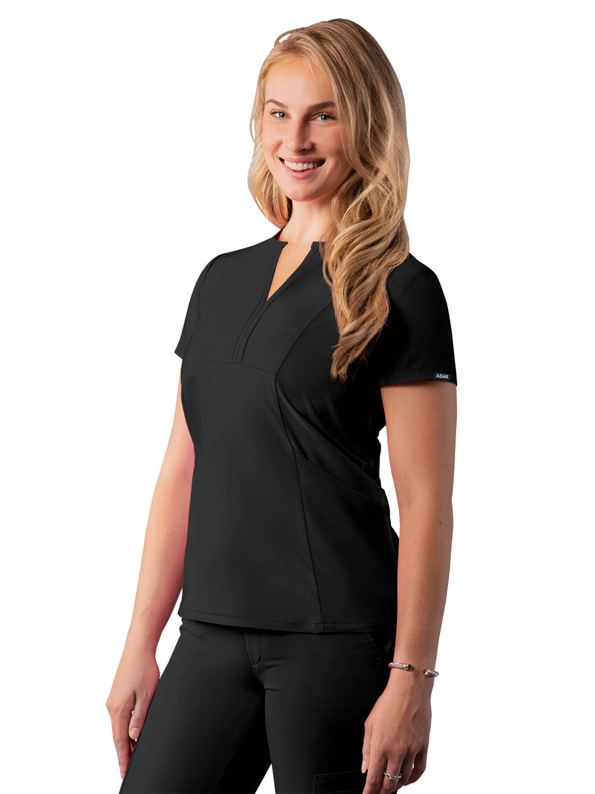 Women's Notched V-Neck Top - A6002 - Black