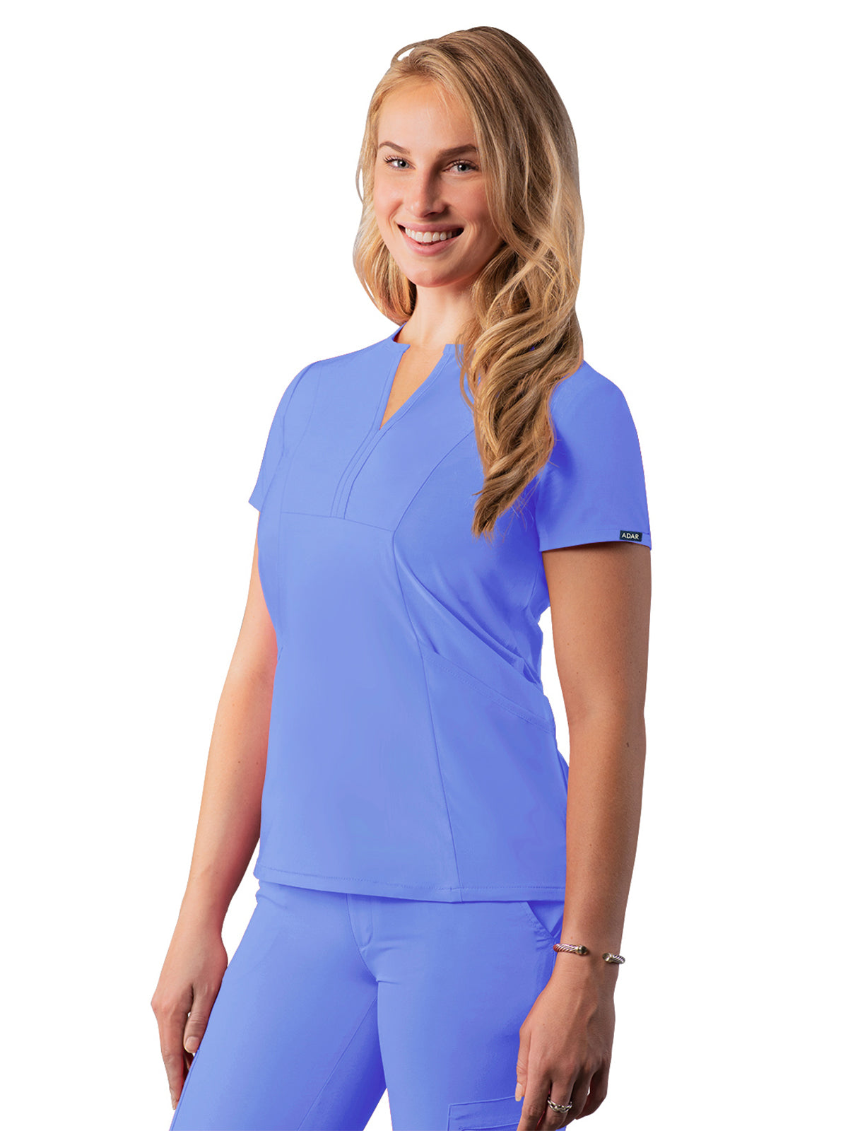 Women's Notched V-Neck Top - A6002 - Ceil Blue